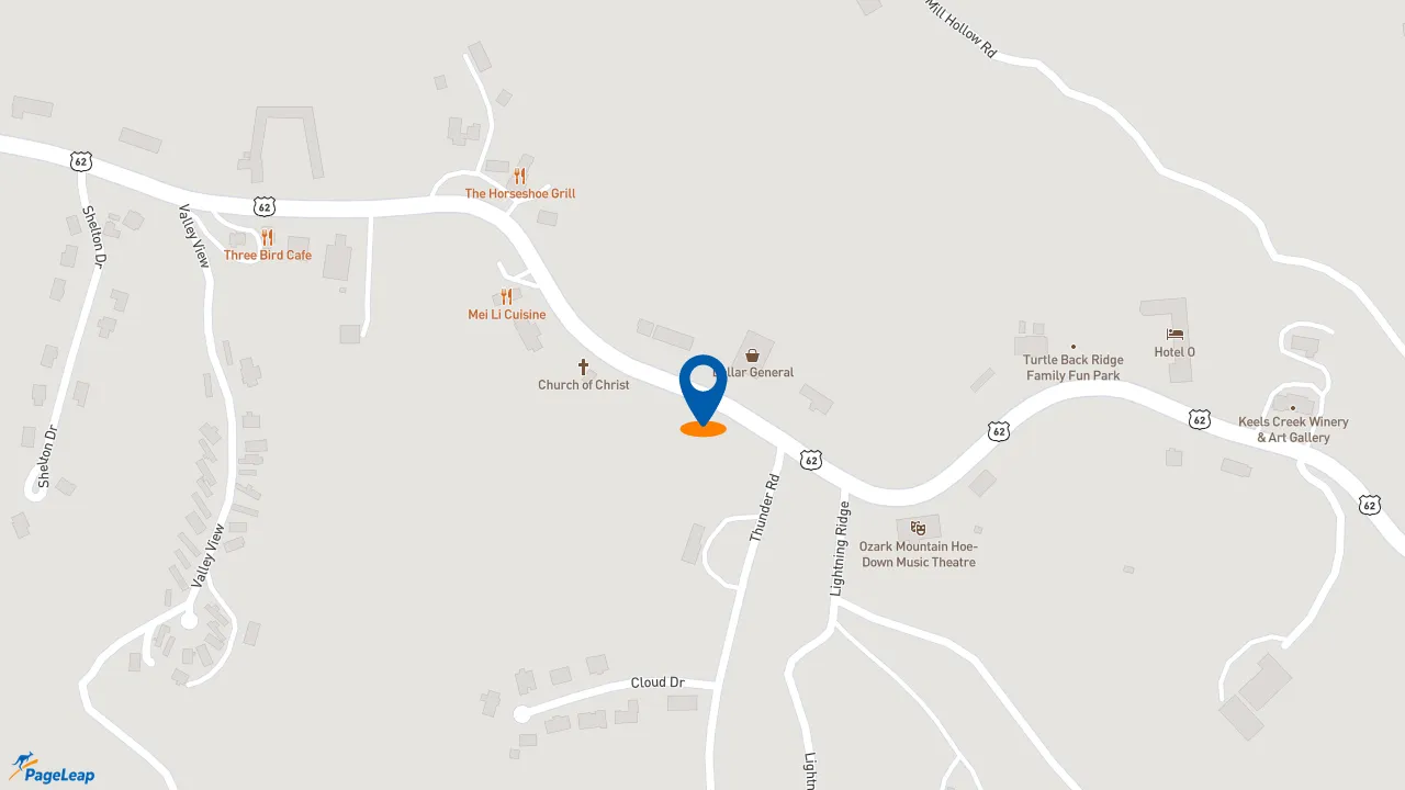 https://pageleap.com map showing location of McDonald&#039;s in Eureka Springs.