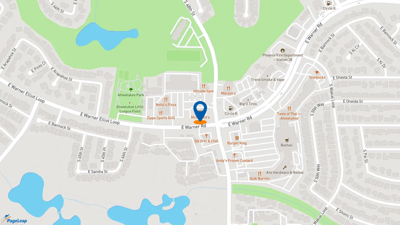 https://pageleap.com map showing location of McDonald&#039;s in Phoenix.