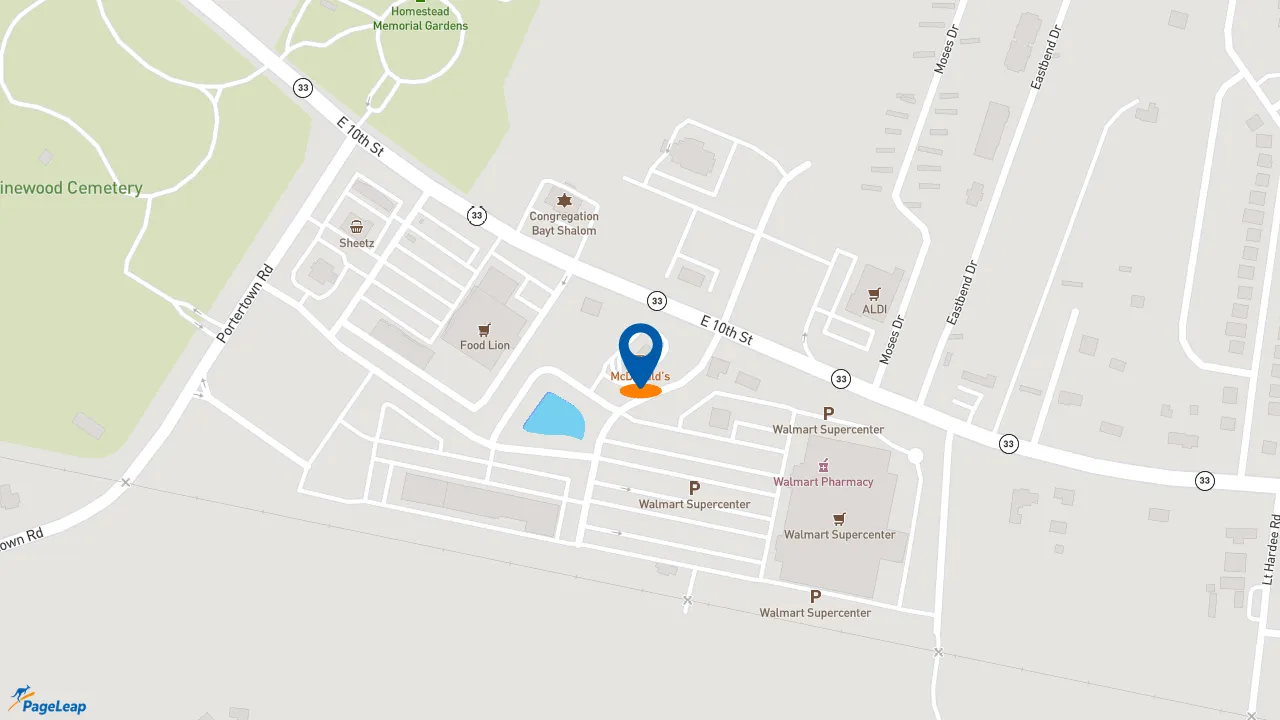 https://pageleap.com map showing location of McDonald&#039;s in Greenville.