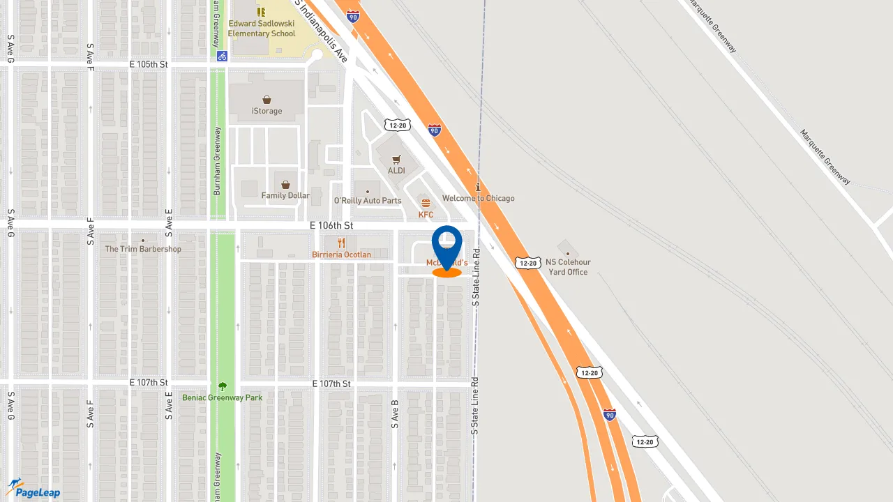 https://pageleap.com map showing location of McDonald&#039;s in Chicago.