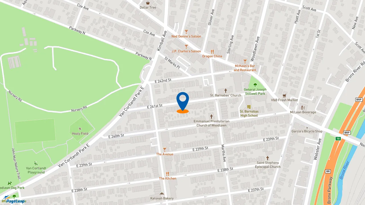 https://pageleap.com map showing location of McDonald&#039;s in Bronx.