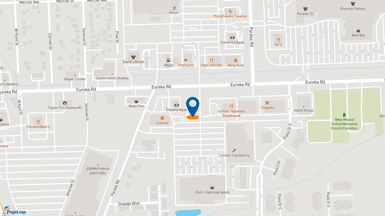 https://pageleap.com map showing location of McDonald&#039;s in Taylor.