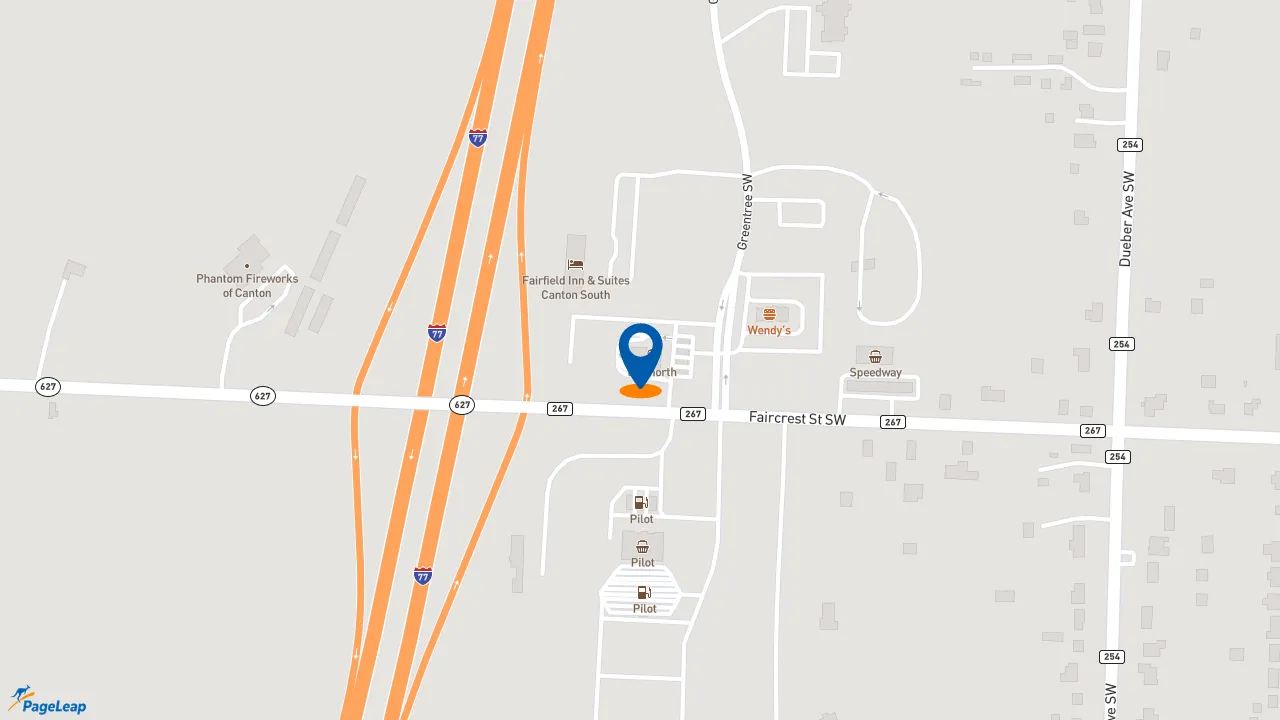 https://pageleap.com map showing location of McDonald&#039;s in Canton.