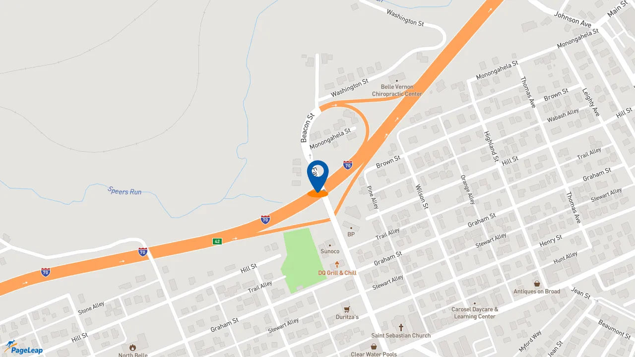 https://pageleap.com map showing location of McDonald&#039;s in North Belle Vernon.