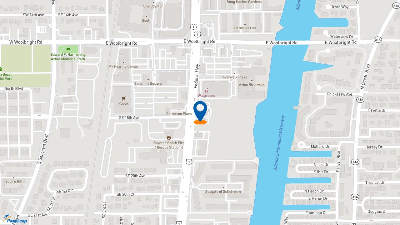 https://pageleap.com map showing location of McDonald&#039;s in Boynton Beach.