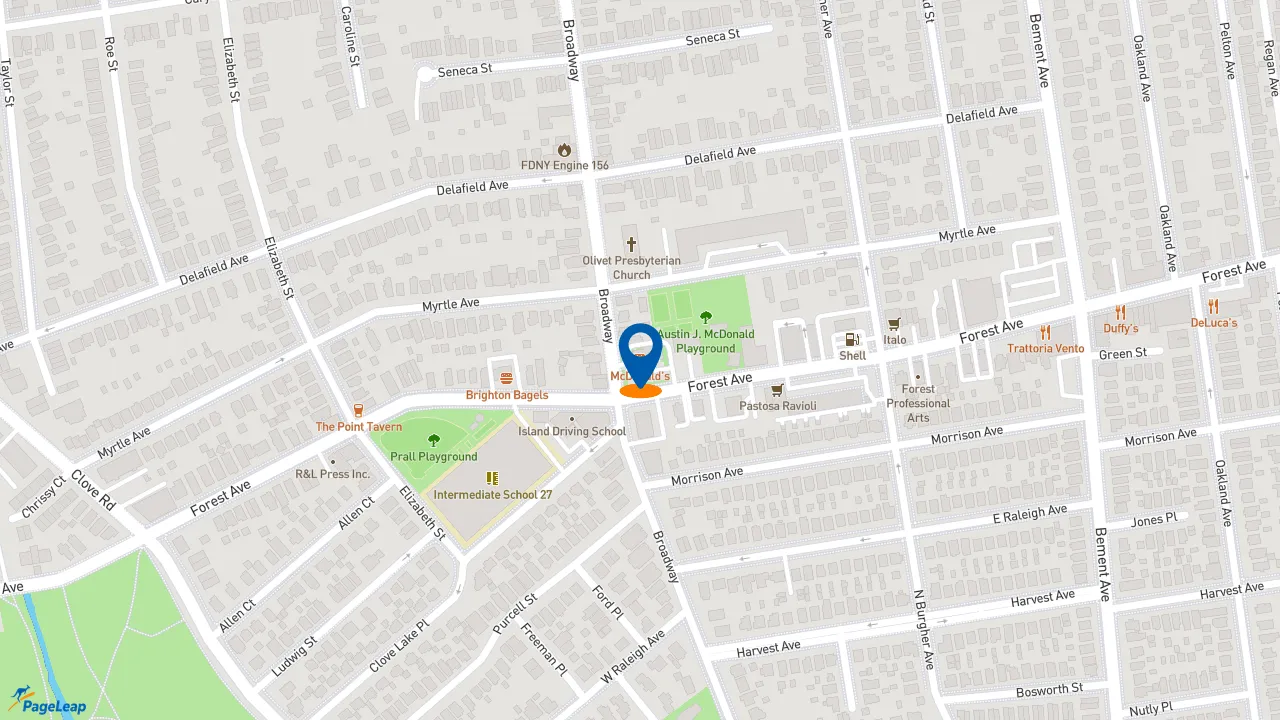 https://pageleap.com map showing location of McDonald&#039;s in City Of New York.
