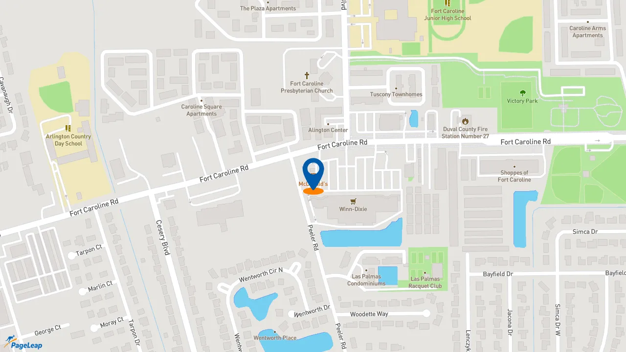 https://pageleap.com map showing location of McDonald&#039;s in Jacksonville.