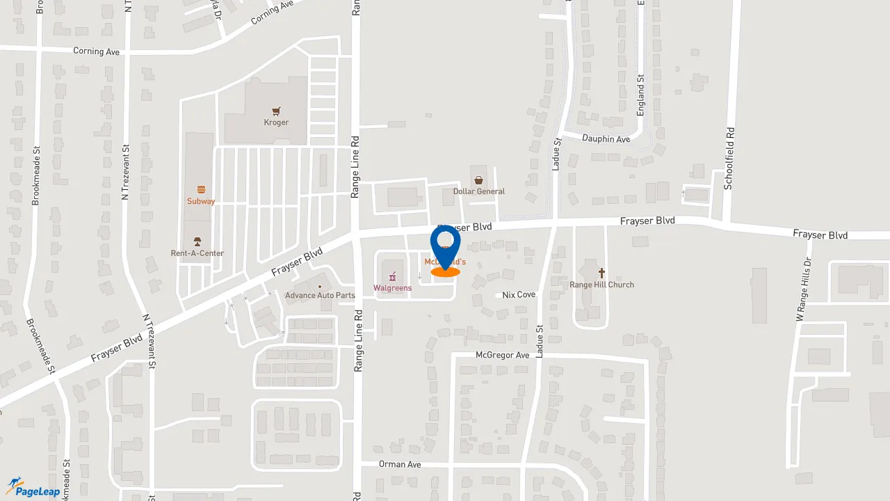 https://pageleap.com map showing location of McDonald&#039;s in Memphis.