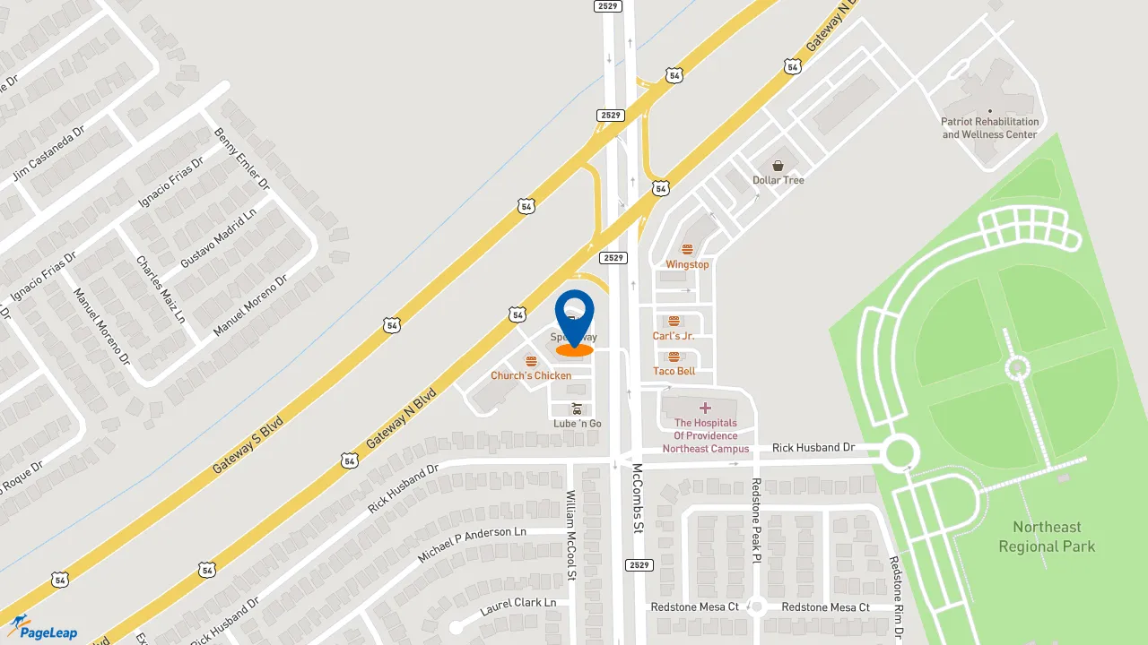 https://pageleap.com map showing location of McDonald&#039;s in El Paso.