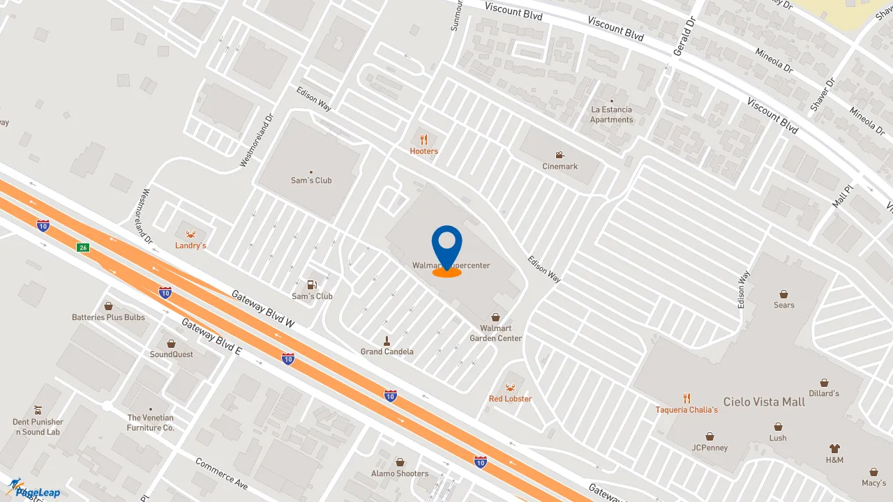 https://pageleap.com map showing location of McDonald&#039;s in El Paso.
