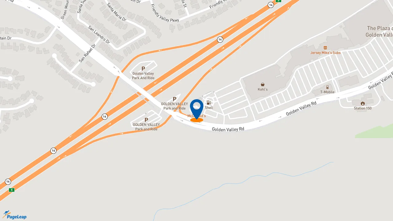 https://pageleap.com map showing location of McDonald&#039;s in Santa Clarita.