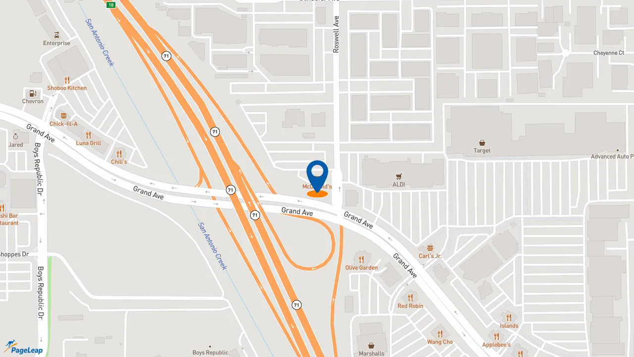 https://pageleap.com map showing location of McDonald&#039;s in Chino.