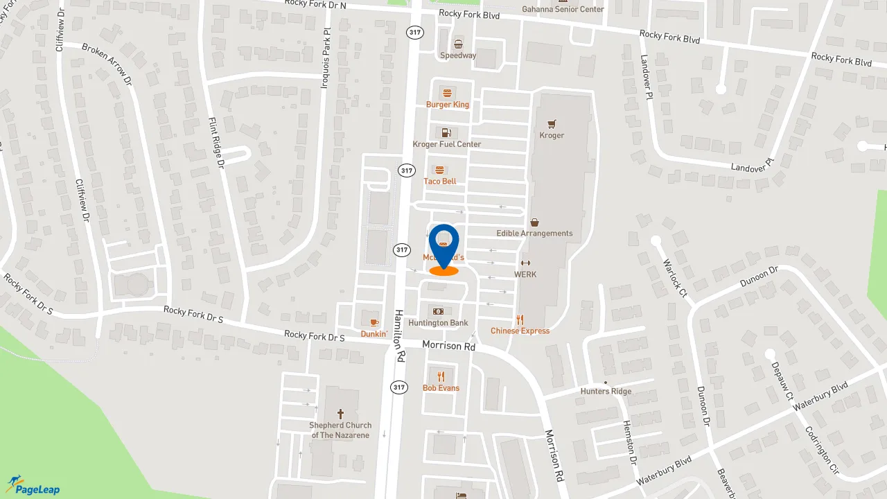 https://pageleap.com map showing location of McDonald&#039;s in Gahanna.