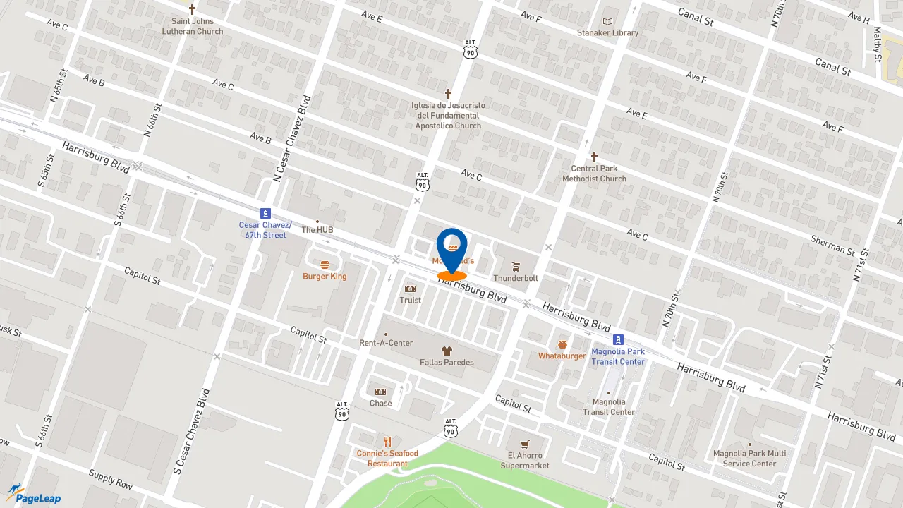 https://pageleap.com map showing location of McDonald&#039;s in Houston.