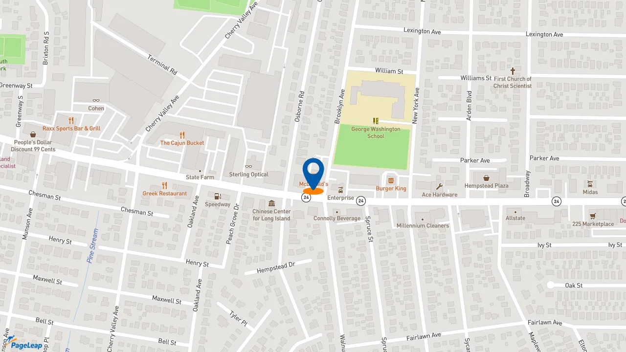 https://pageleap.com map showing location of McDonald&#039;s in West Hempstead.