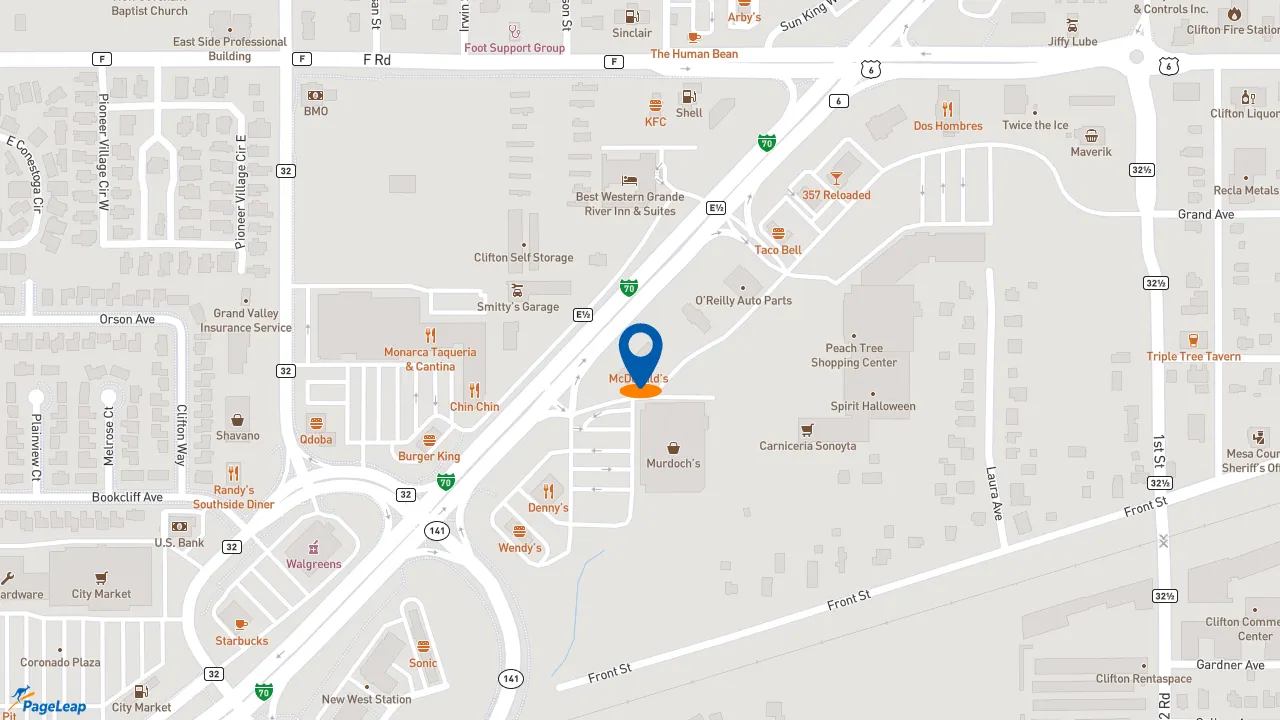 https://pageleap.com map showing location of McDonald&#039;s in Clifton.
