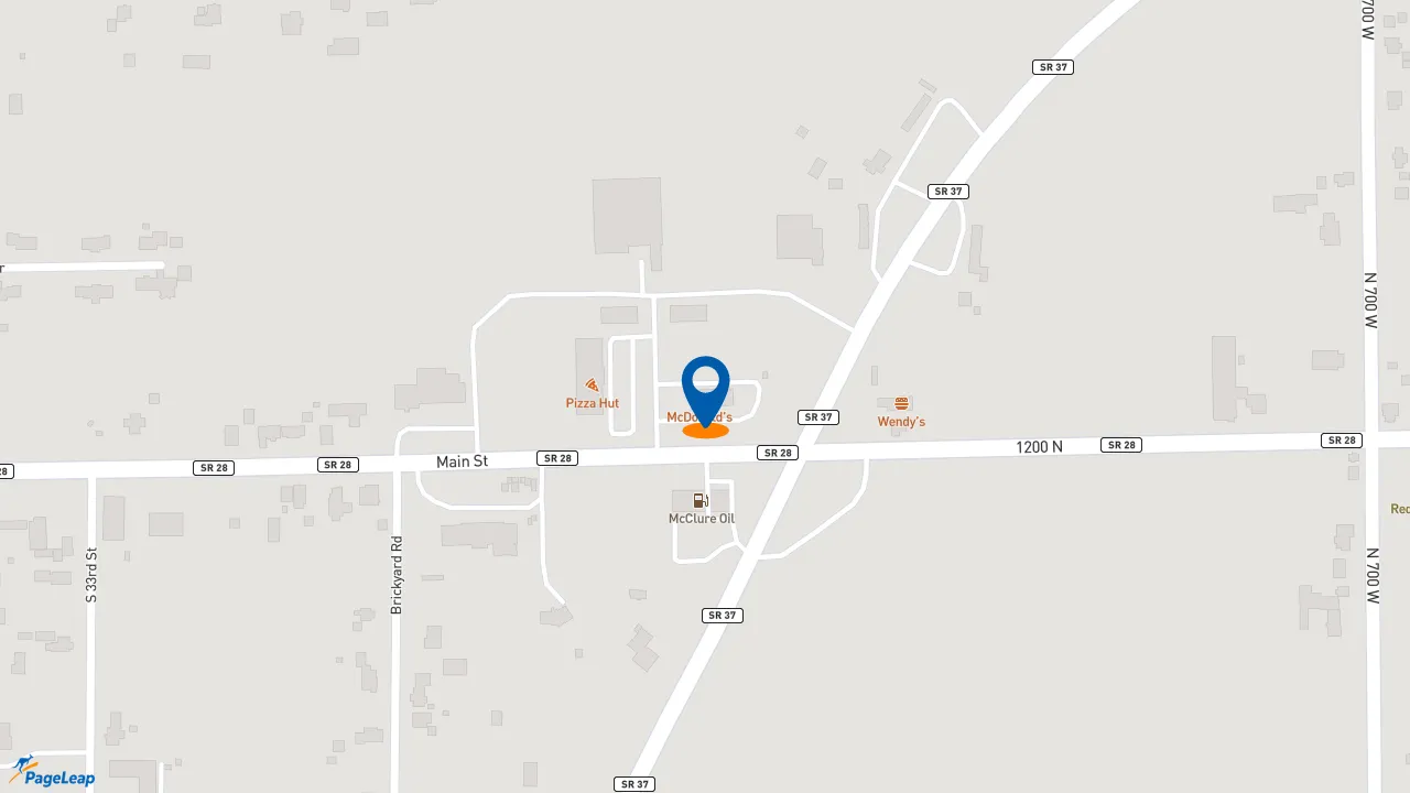https://pageleap.com map showing location of McDonald&#039;s in Elwood.