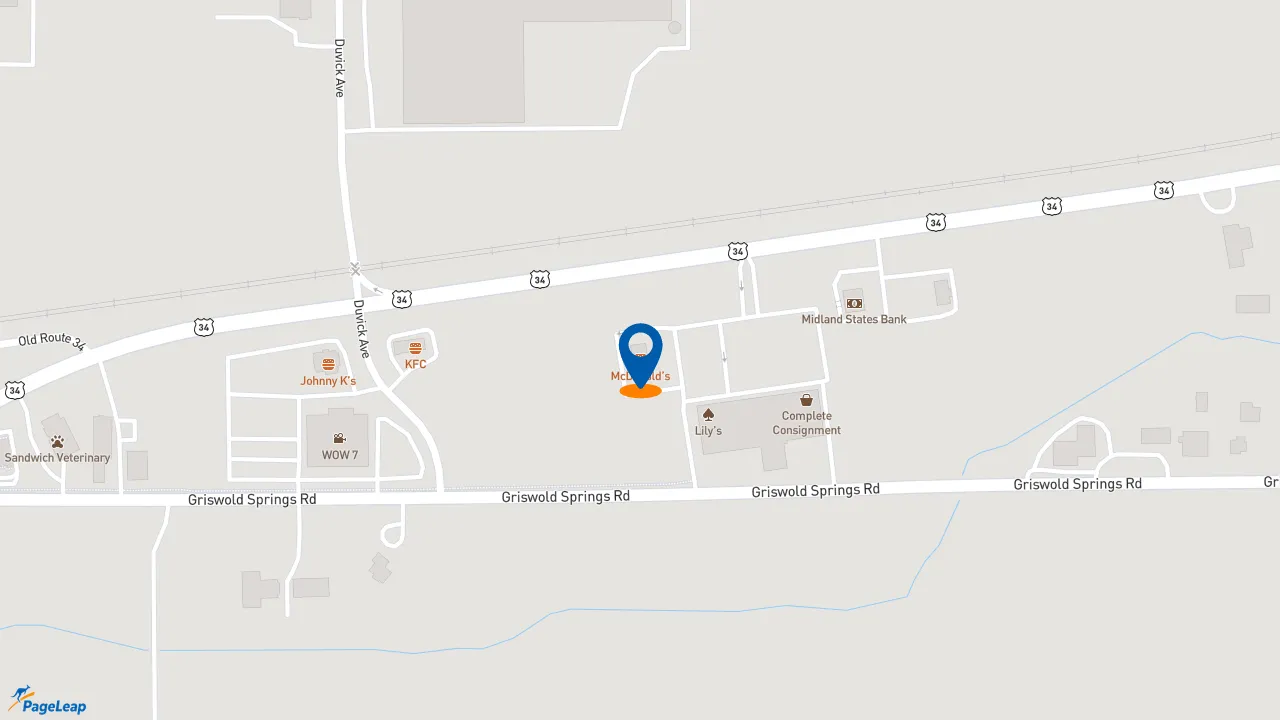 https://pageleap.com map showing location of McDonald&#039;s in Sandwich.