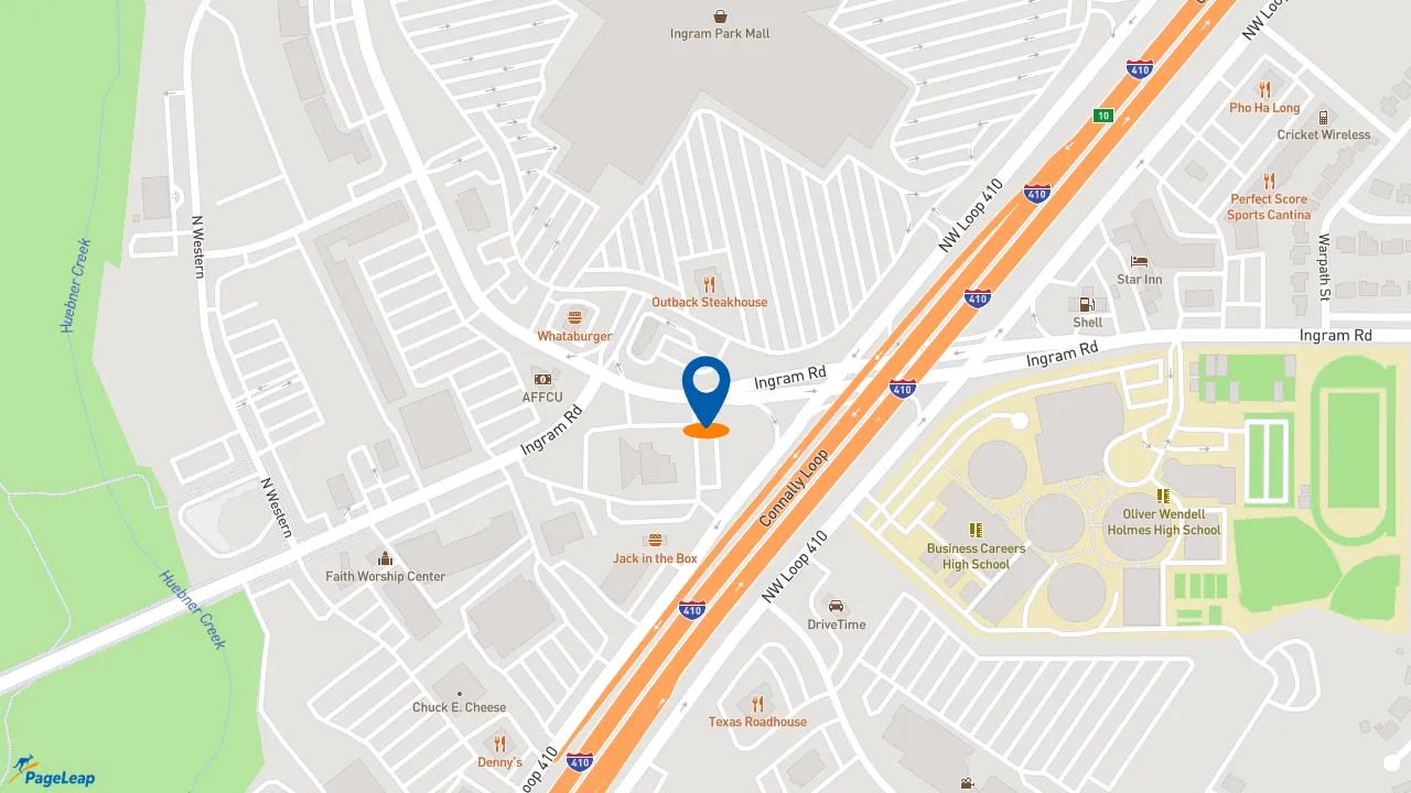 https://pageleap.com map showing location of McDonald&#039;s in San Antonio.