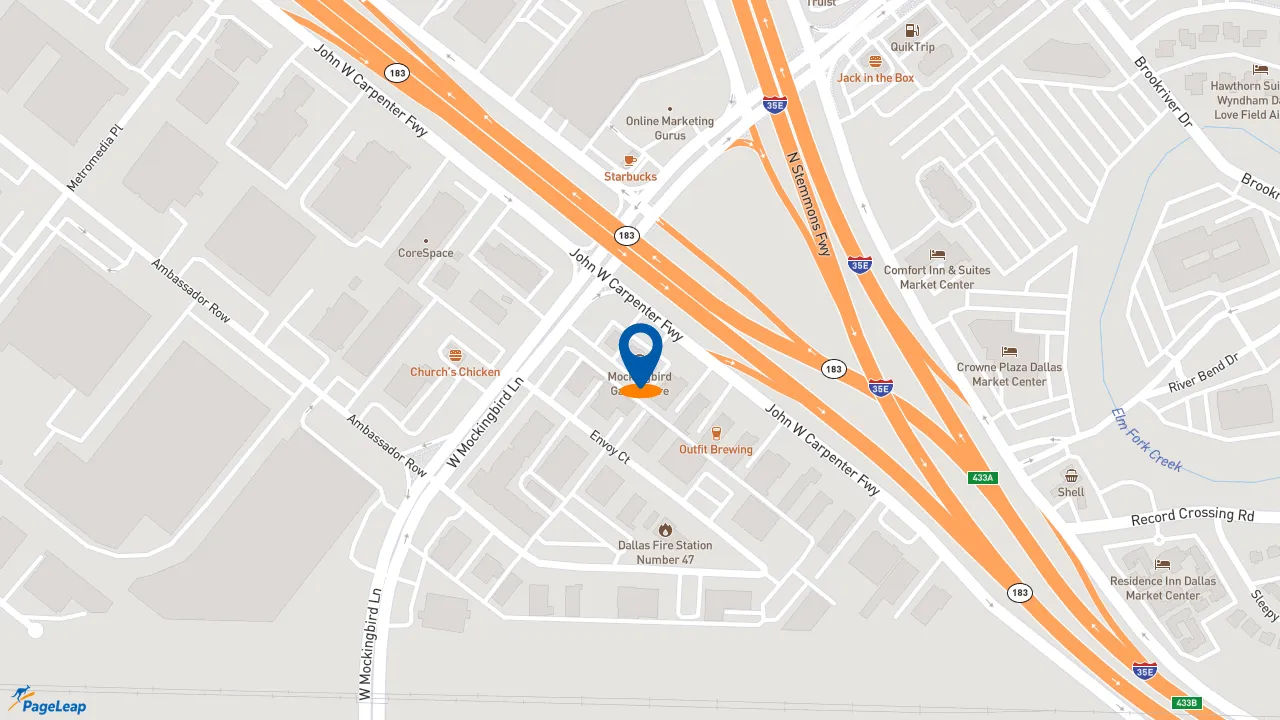 https://pageleap.com map showing location of McDonald&#039;s in Dallas.