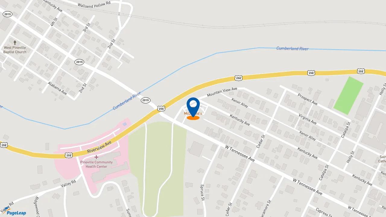 https://pageleap.com map showing location of McDonald&#039;s in Pineville.