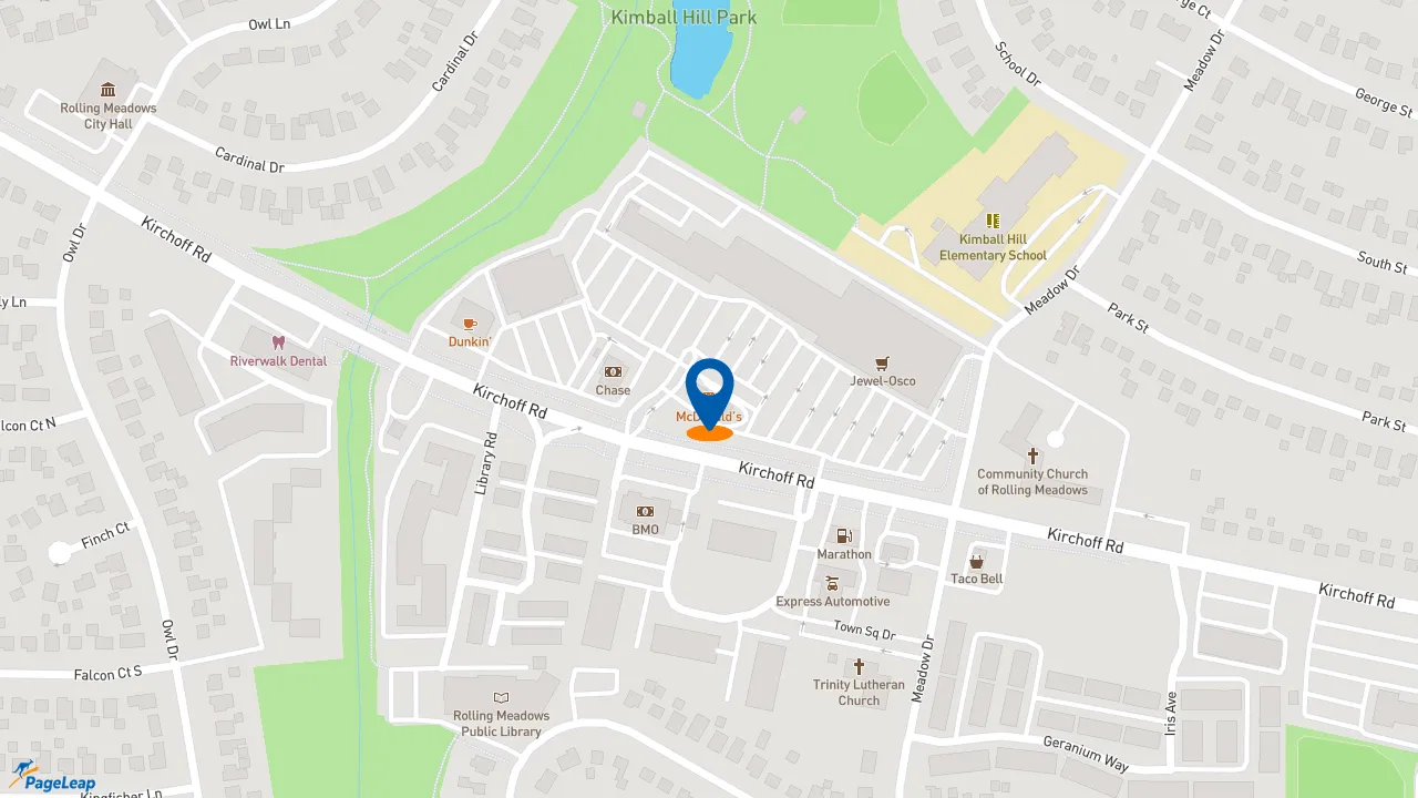 https://pageleap.com map showing location of McDonald&#039;s in Rolling Meadows.