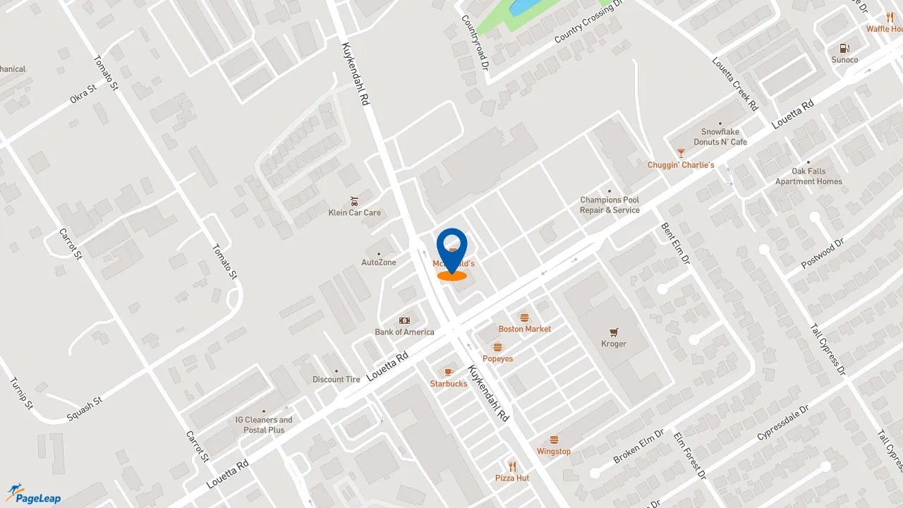 https://pageleap.com map showing location of McDonald&#039;s in Spring.