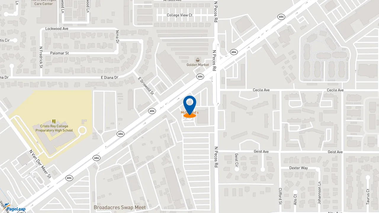 https://pageleap.com map showing location of McDonald&#039;s in North Las Vegas.