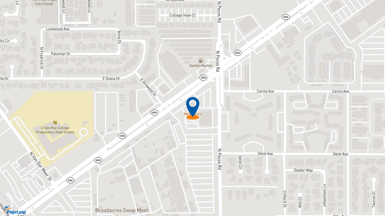 https://pageleap.com map showing location of McDonald&#039;s in North Las Vegas.