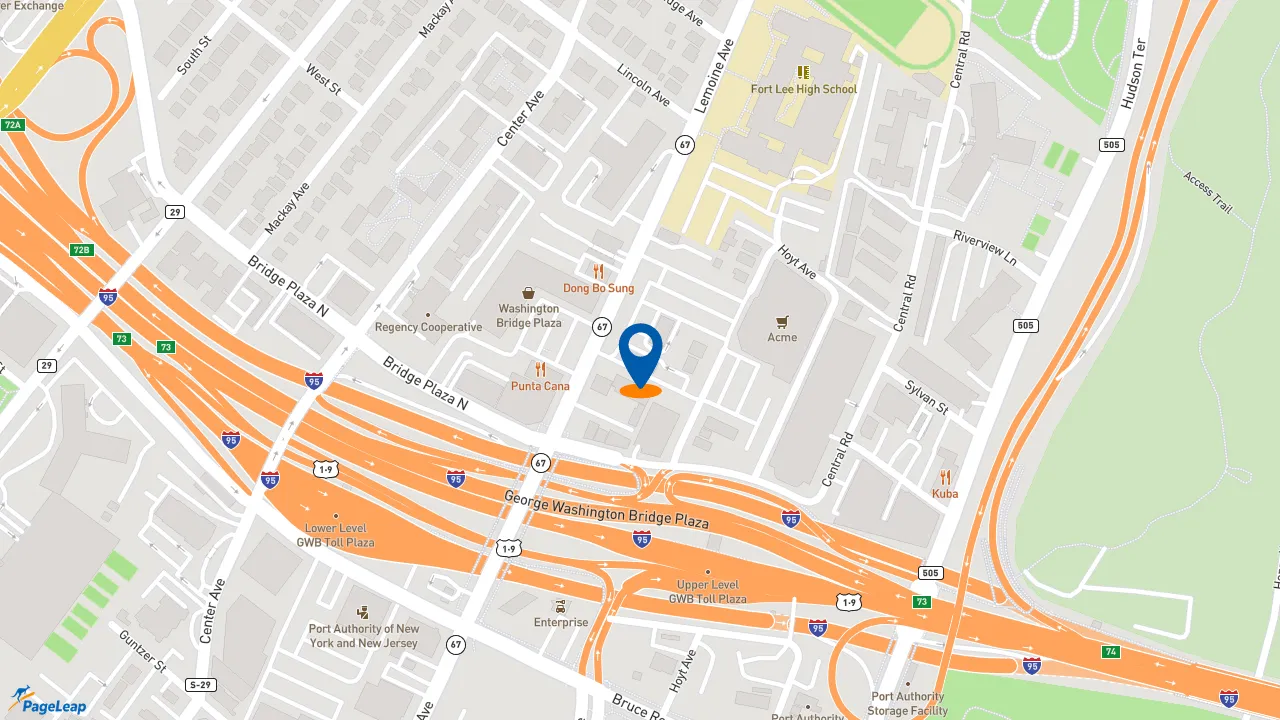 https://pageleap.com map showing location of McDonald&#039;s in Fort Lee.