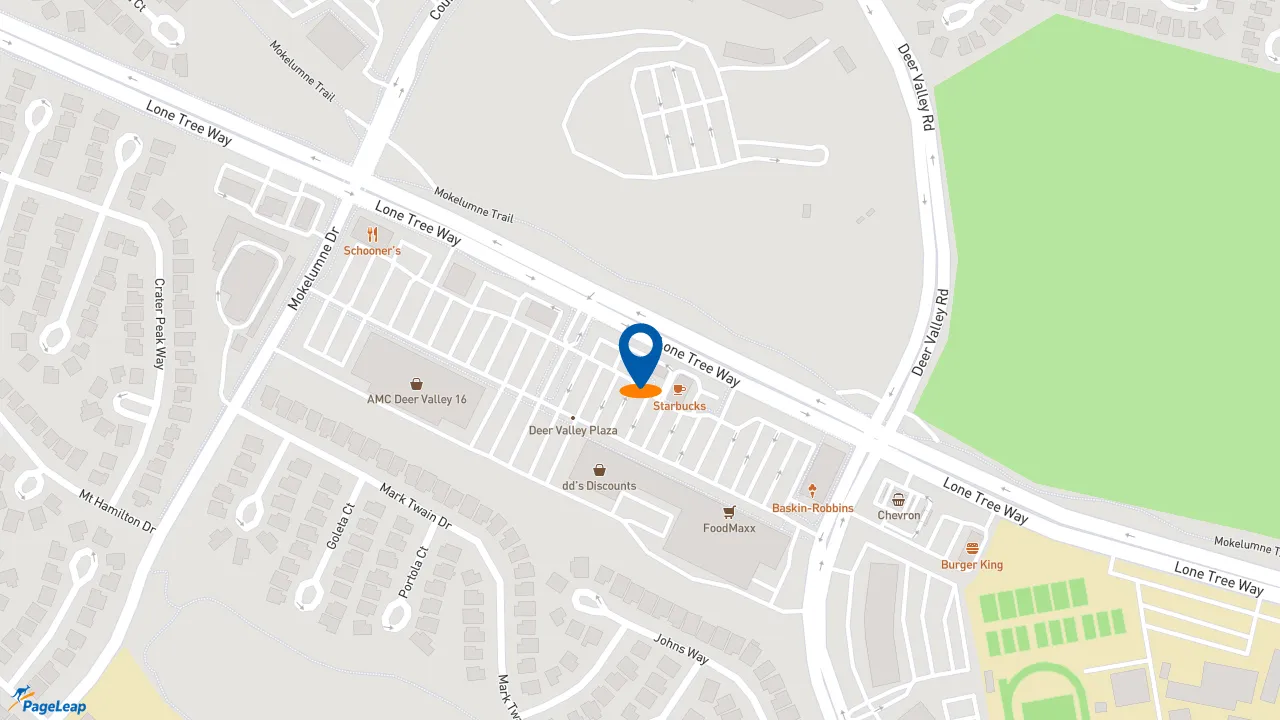 https://pageleap.com map showing location of McDonald&#039;s in Antioch.