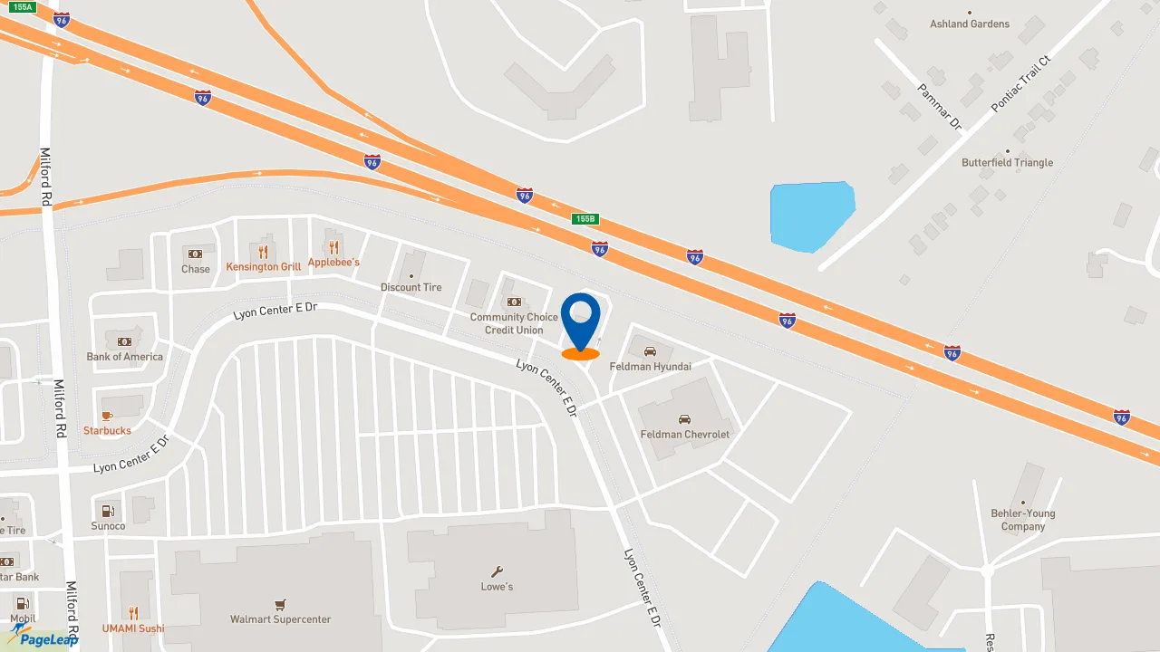 https://pageleap.com map showing location of McDonald&#039;s in New Hudson.