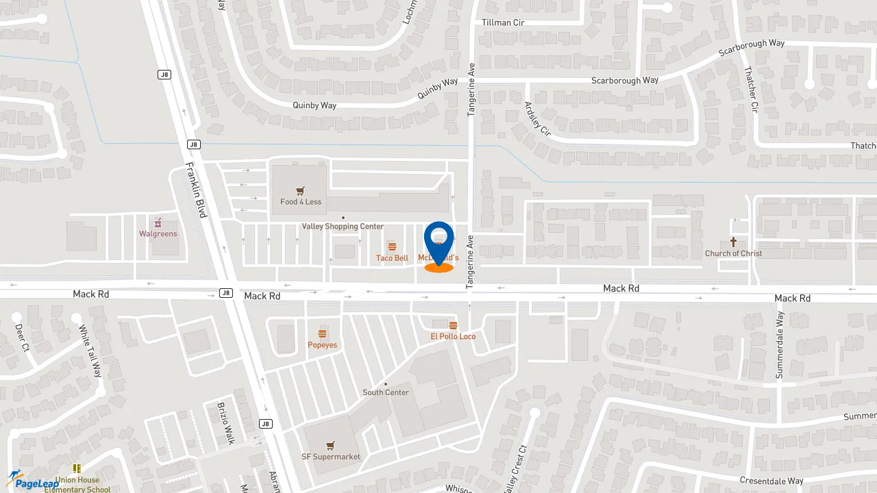 https://pageleap.com map showing location of McDonald&#039;s in Sacramento.