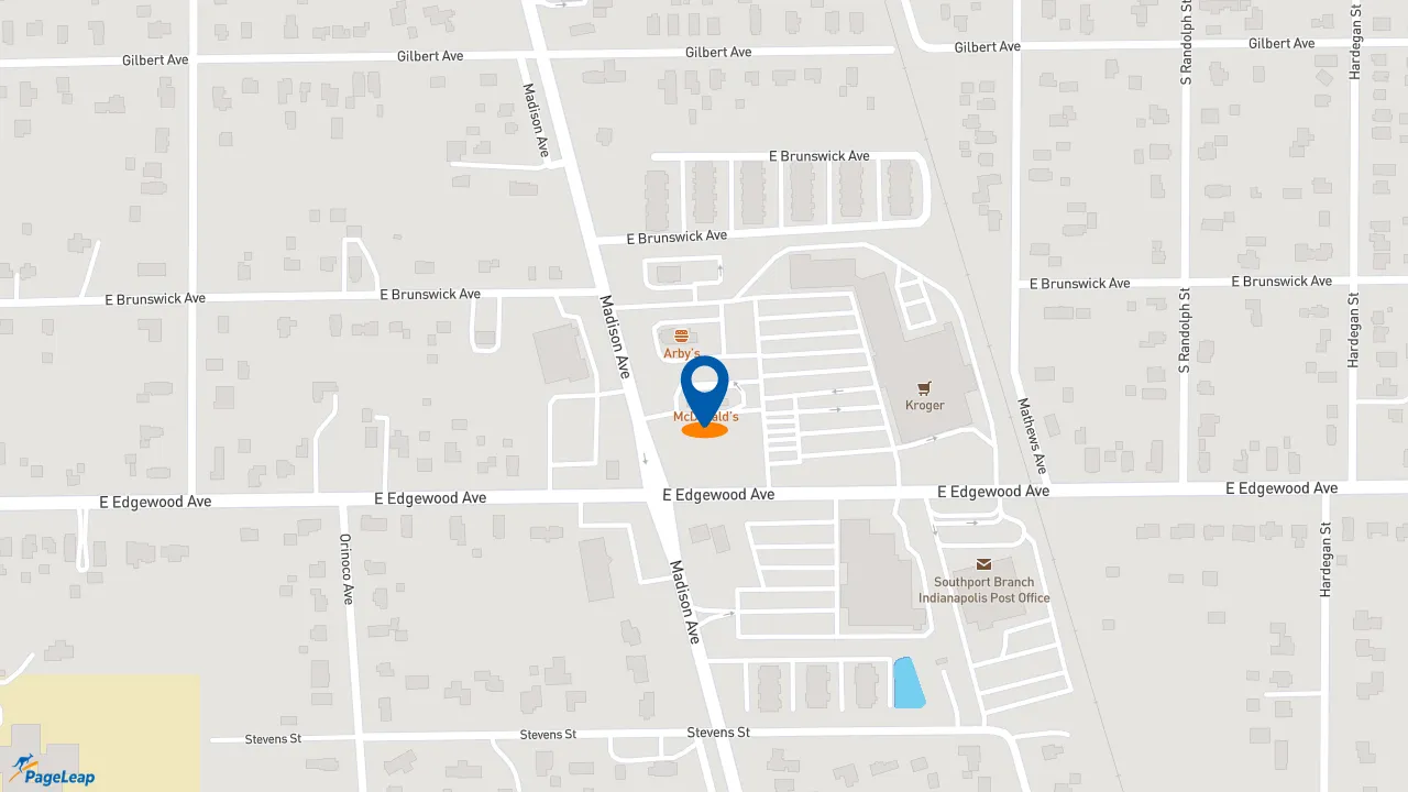 https://pageleap.com map showing location of McDonald&#039;s in Indianapolis.