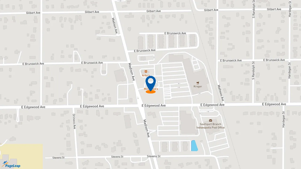 https://pageleap.com map showing location of McDonald&#039;s in Indianapolis.