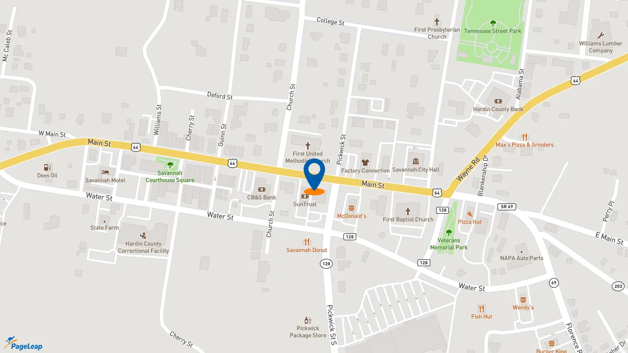https://pageleap.com map showing location of McDonald&#039;s in Savannah.