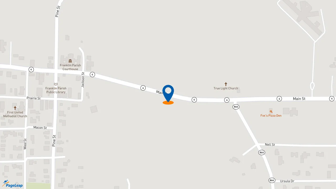 https://pageleap.com map showing location of McDonald&#039;s in Winnsboro.