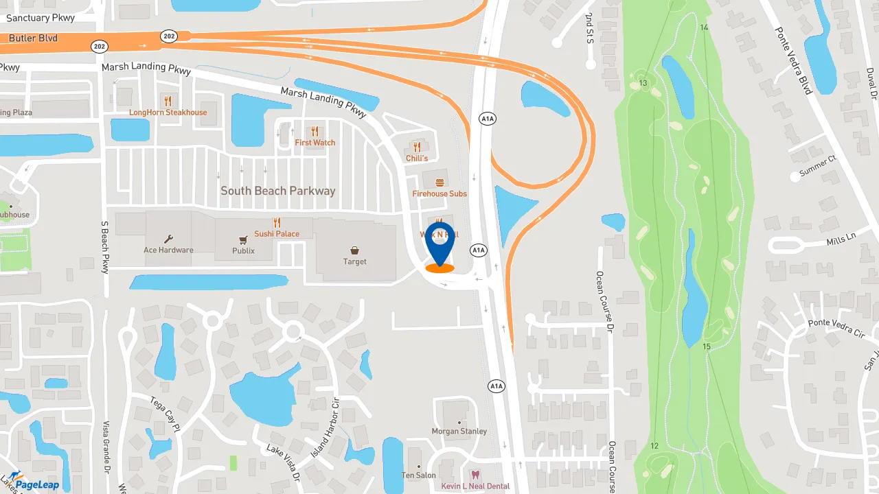 https://pageleap.com map showing location of McDonald&#039;s in Jacksonville Beach.