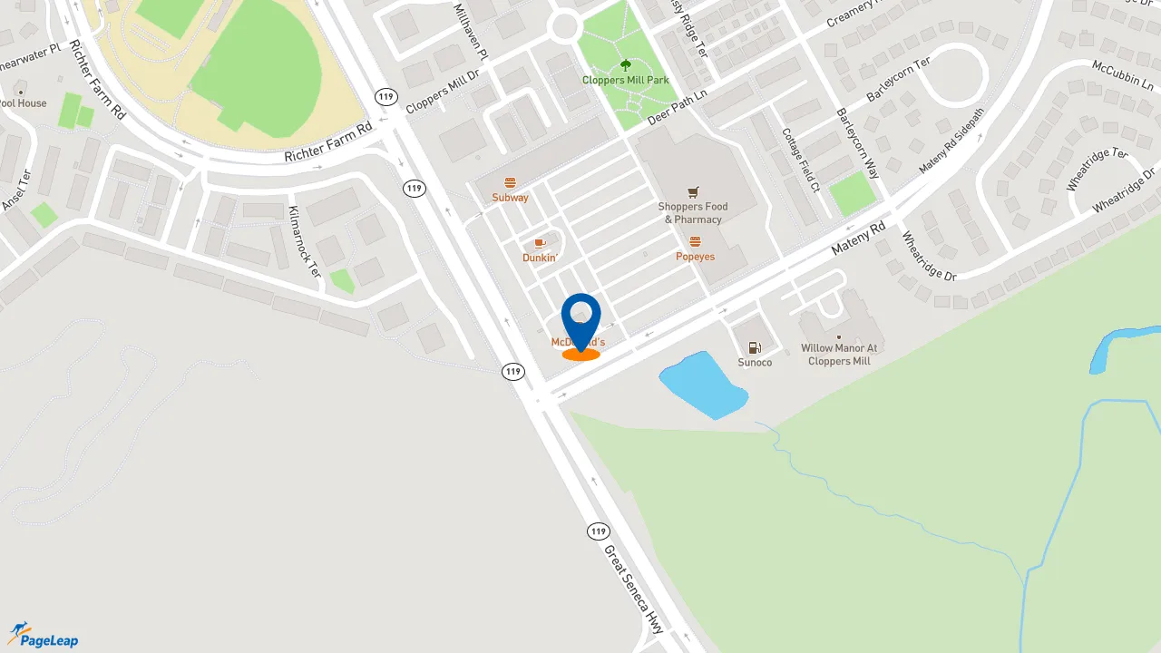 https://pageleap.com map showing location of McDonald&#039;s in Germantown.