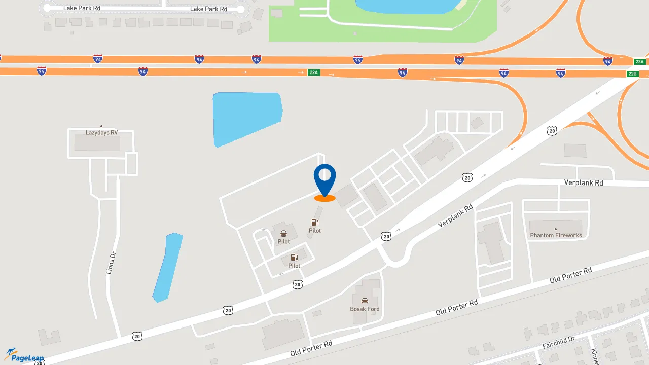 https://pageleap.com map showing location of McDonald&#039;s in Burns Harbor.
