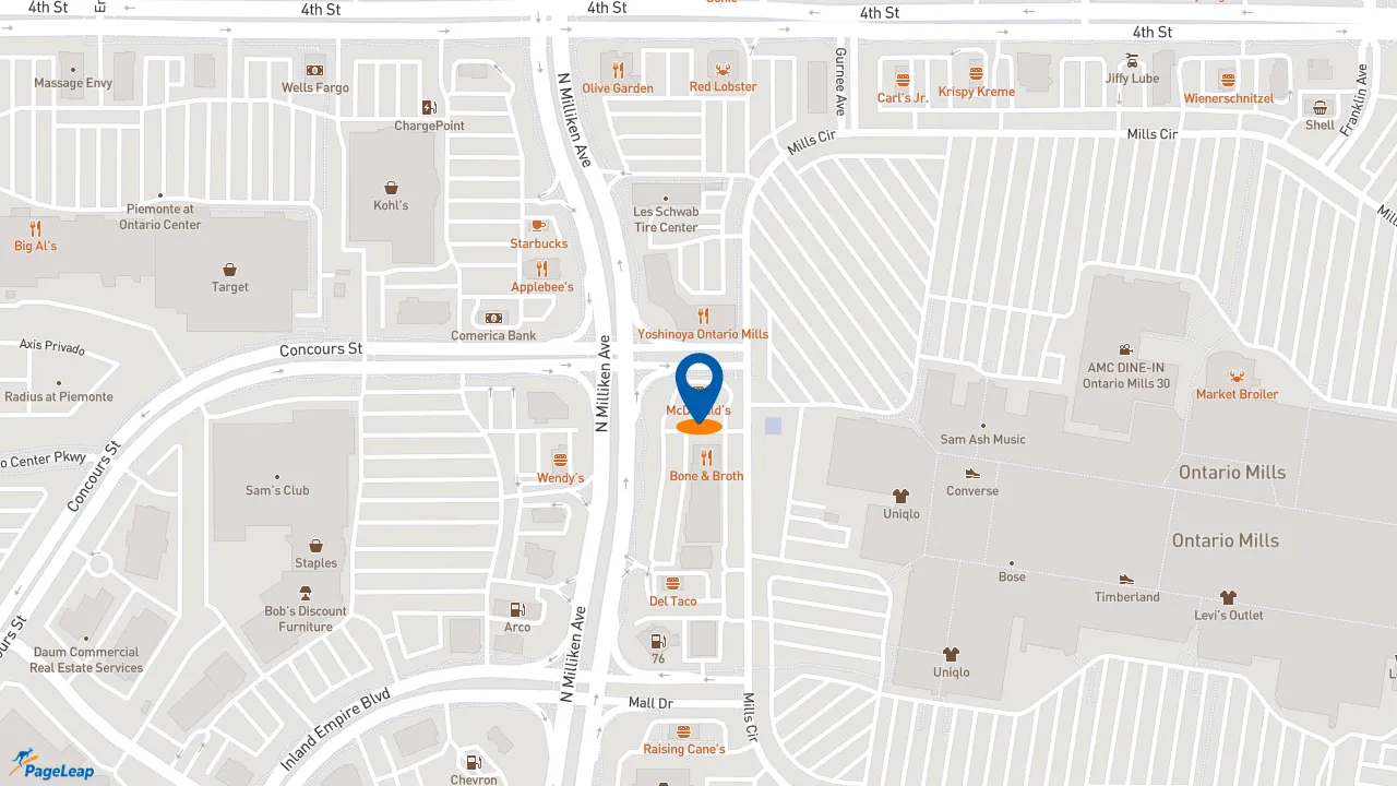https://pageleap.com map showing location of McDonald&#039;s in Ontario.