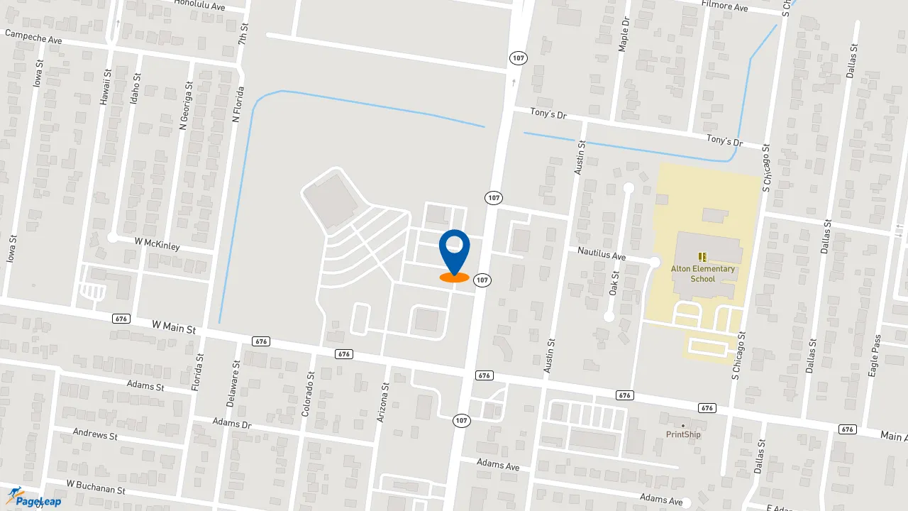 https://pageleap.com map showing location of McDonald&#039;s in Alton.