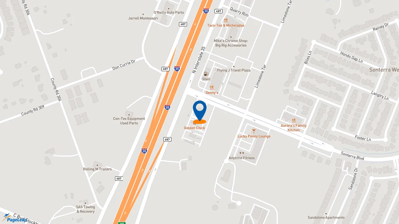 https://pageleap.com map showing location of McDonald&#039;s in Jarrell.