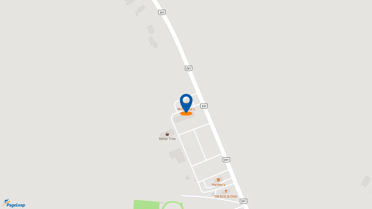 https://pageleap.com map showing location of McDonald&#039;s in Beaver Dam.