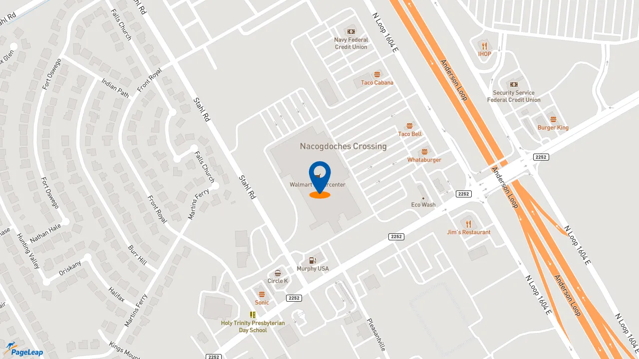 https://pageleap.com map showing location of McDonald&#039;s in San Antonio.