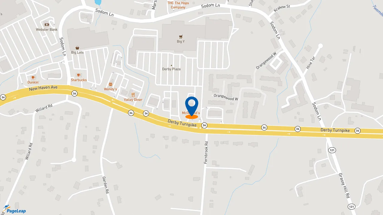 https://pageleap.com map showing location of McDonald&#039;s in Derby.