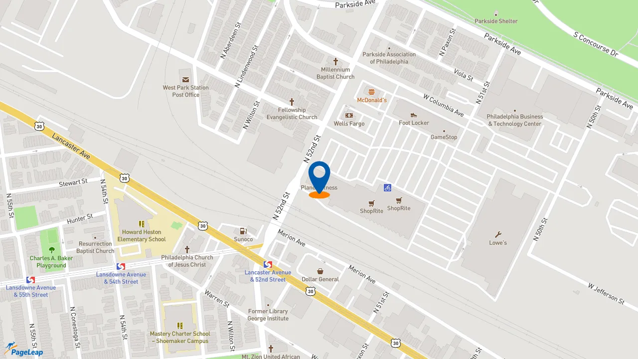 https://pageleap.com map showing location of McDonald&#039;s in Philadelphia.