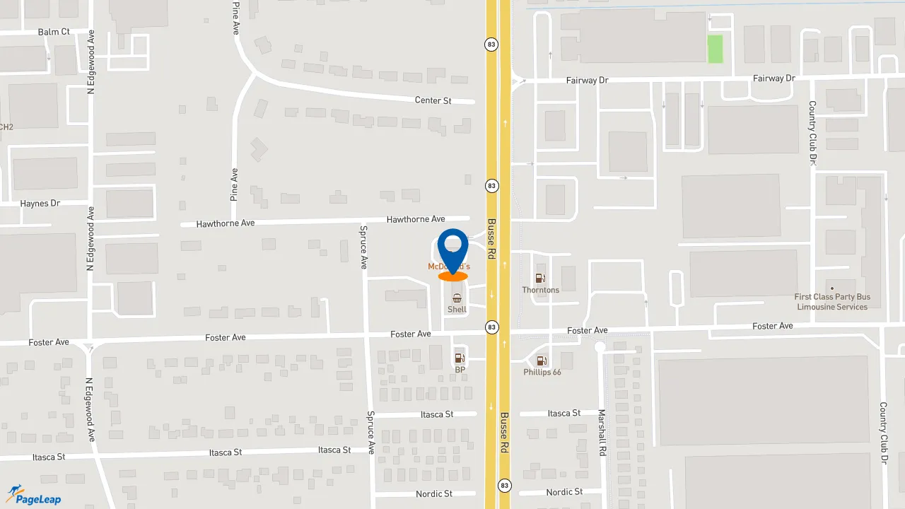 https://pageleap.com map showing location of McDonald&#039;s in Bensenville.