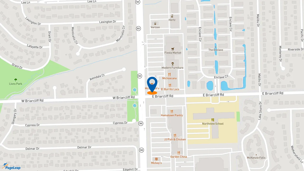 https://pageleap.com map showing location of McDonald&#039;s in Bolingbrook.
