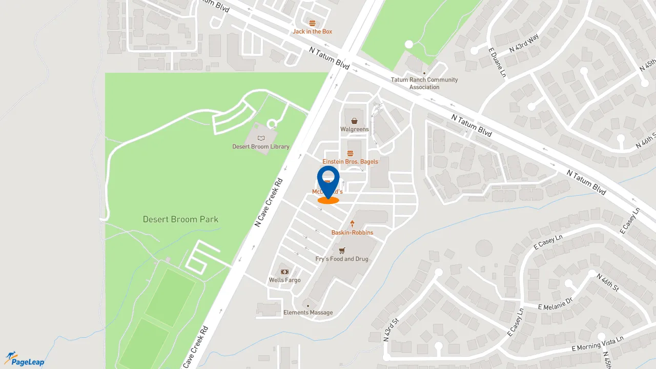 https://pageleap.com map showing location of McDonald&#039;s in Phoenix.